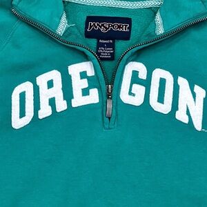 Vintage Kelly Green JanSport Oregon Ducks Quarter-Zip Sweatshirt- L